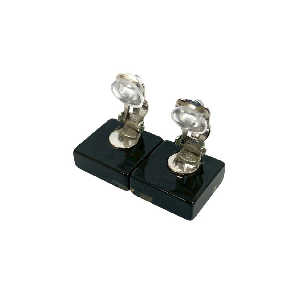 CHANEL Authentic Black Logo Earrings - Picture 6 of 6